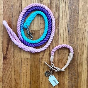 New pink rope dog collar and matching ombré leash